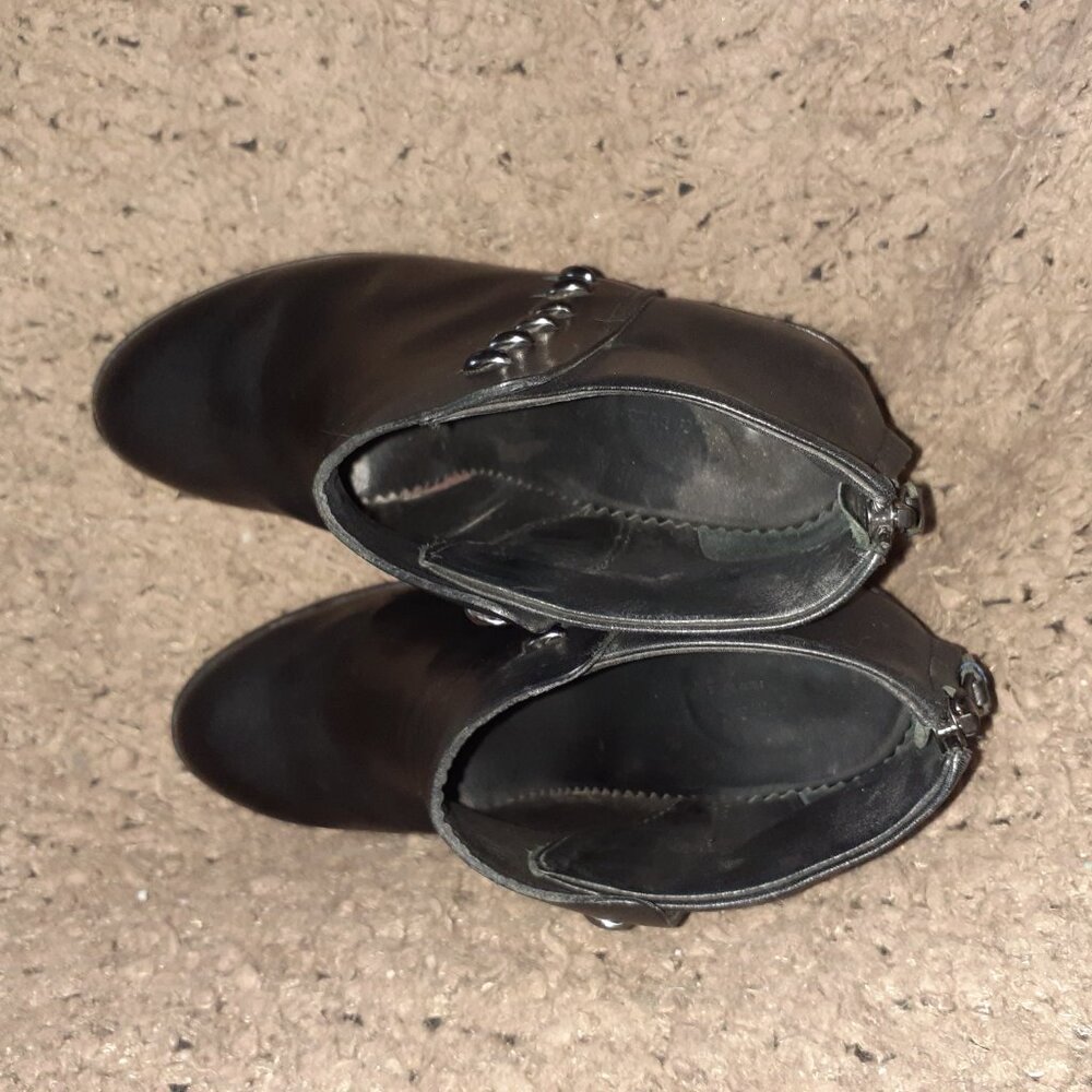 RAG & BONE-Alwyn-Studded Black Leather Heeled Booties-Back Zip-Sz 38.5-Excellent - Picture 7 of 9
